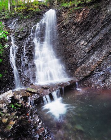 waterfall at the carpathian forestの写真素材