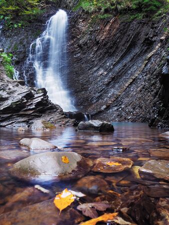 waterfall at the carpathian forestの写真素材