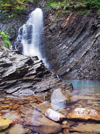 waterfall at the carpathian forestの写真素材