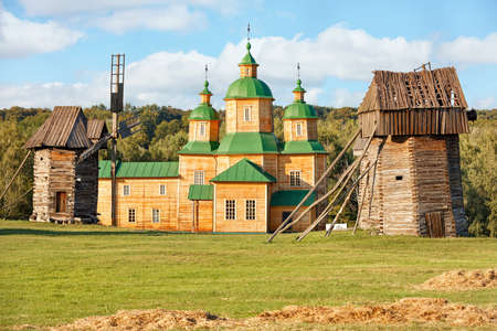 The restored ancient temple of the 18th century of the Cossack Baroque period in the left-bank...