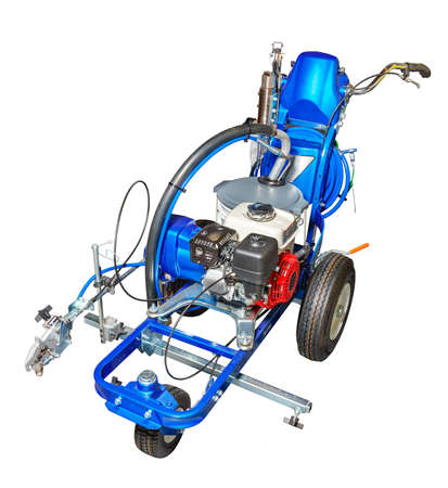 Professional machine for automated airbrush painting of road markings using spraying on asphalt...