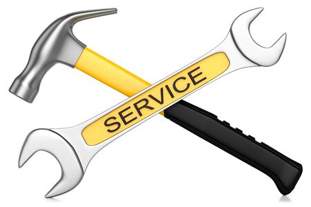 a wrench with the word "service" and the hammer
Isolated on white backgroundの写真素材