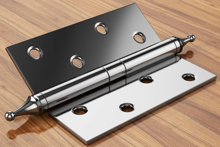 hinge holes on a wooden surfaceの写真素材