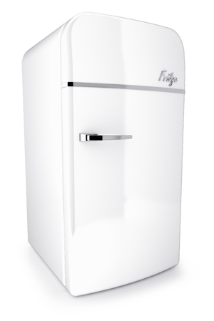 White retro refrigerator isolated on white background 3dの写真素材