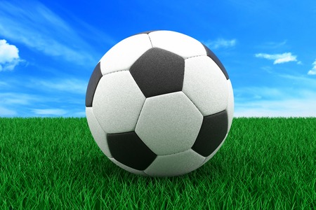 Soccer ball on the grassの写真素材