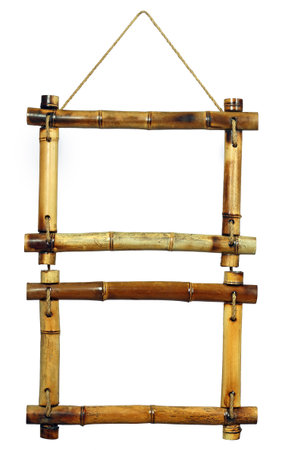 Bamboo frame for paintings and photographs. Double frame on a white background.の写真素材