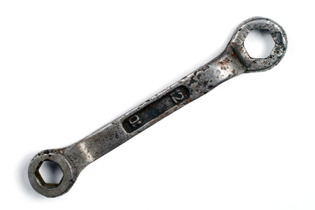 An old wrench on a white background. Antique vintage.の写真素材