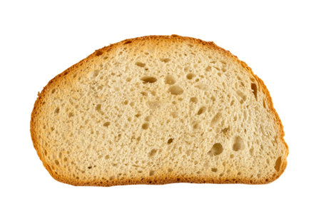 A slice of toasted bread on a white background. A slice of bread loaf close-up.の写真素材