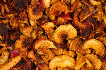 Dried fruits for compote preparation. Lots of Dried Apples.