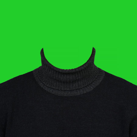 Black sweater with a high collar for photomontage. Knitted sweater. clothes for photomontage.の写真素材