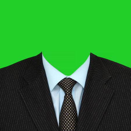 Men's suit with tie for photomontage. Dark men's jacket. Strict men's clothing.の写真素材
