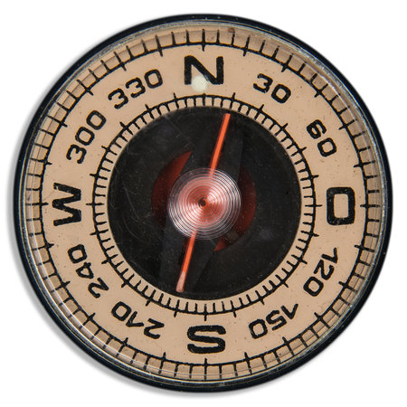 Modern compass on a white background.
