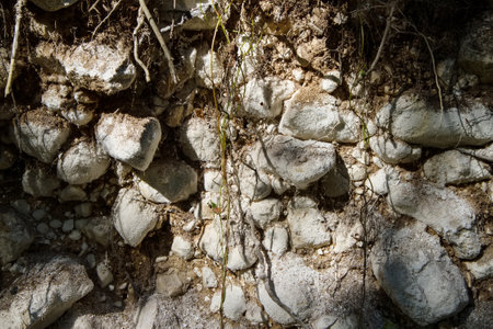 stone wall background, closeup of stone wall texture, stone wall backgroundの写真素材