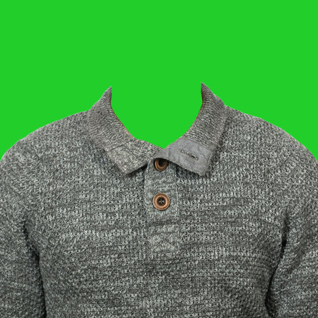 clothes for photomontage. Men's gray sweater. clothes for photomontage. Clothes on a green...