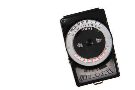 old photometer. A device for measuring exposure when taking photographs. Exposure meter on a white background.の写真素材