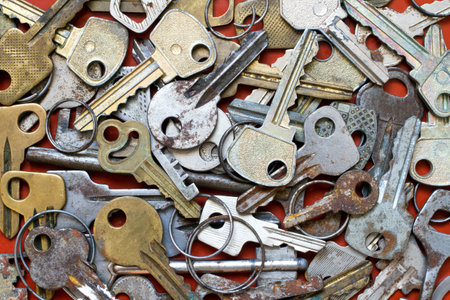 Lots of old keys. A bunch of different keys. Keys to different locks.の写真素材