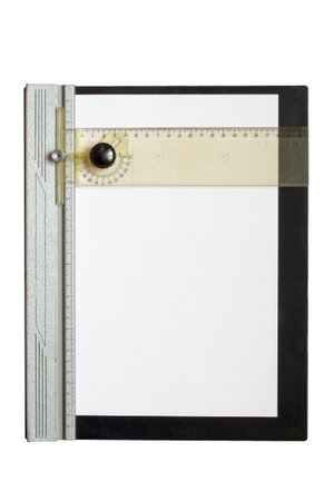 Drawing line on a white background. The old drawing line is isolated. Ruler for drawing parallel lines.の写真素材