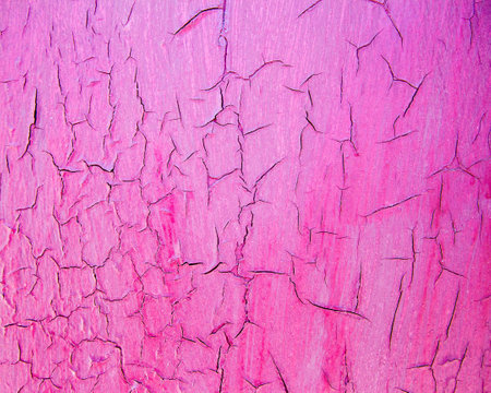 Cracked painted surface is pink. The texture of old paint.の写真素材