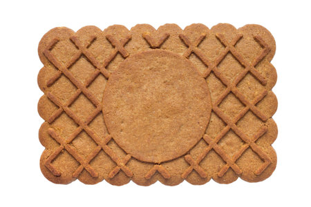 Brown rectangular cookies on a white background. One cookie close-up.の写真素材