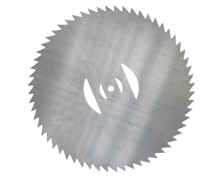 Steel circular saw without background. A close-up circular saw.の写真素材