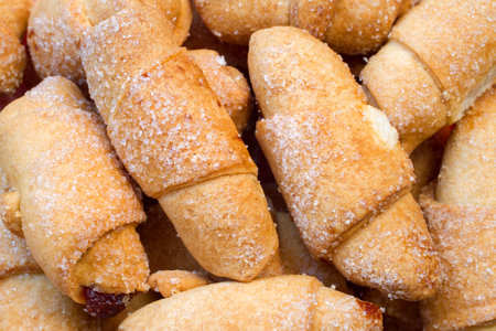 Lots of fresh, sweet stuffed cookies. Close-up of cookiesの写真素材