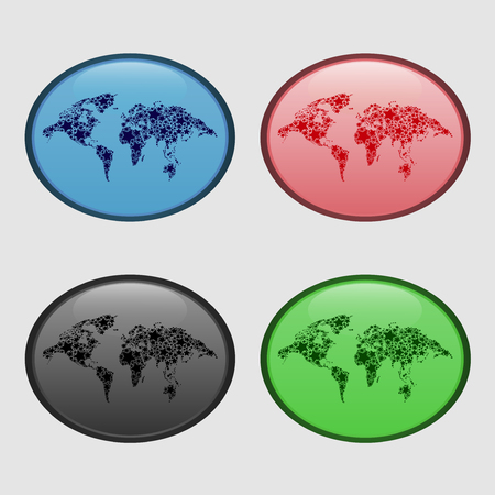 Abstract oval world map iconのイラスト素材