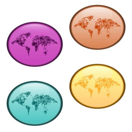 Abstract oval world map iconのイラスト素材