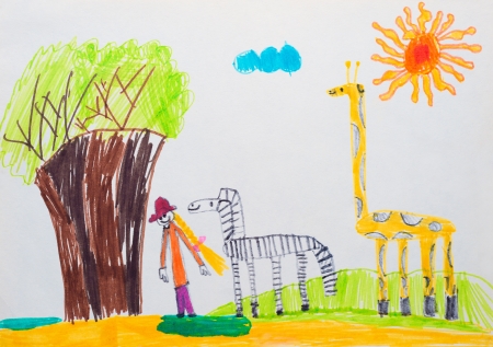 Children s drawing, wildlifeの写真素材