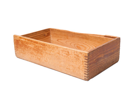 old wooden box isolated on whiteの写真素材
