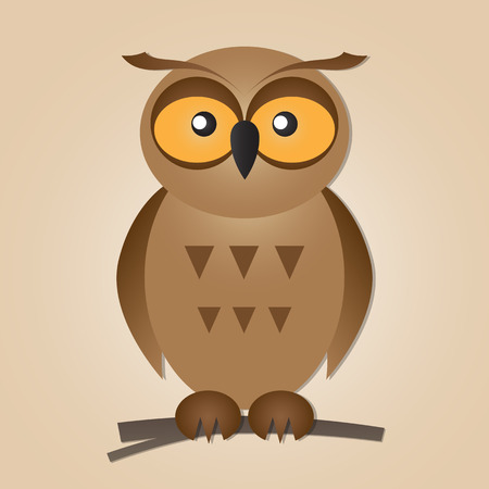 funny cute owl isolated on a light backgroundのイラスト素材