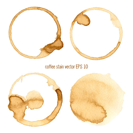 Coffee Stain, Isolated On White Background. 
Collection of circle various  coffee stains isolated on white backgroundのイラスト素材