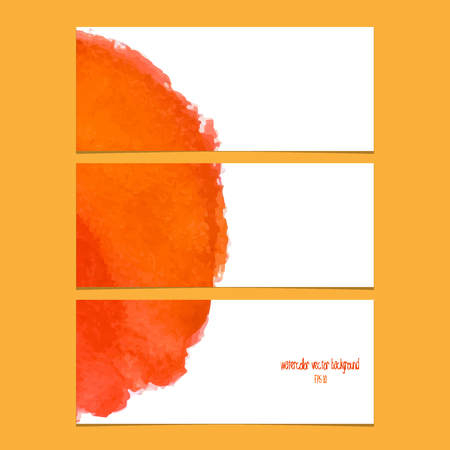 Vector banners with watercolor orange and red. Abstract watercolor. Abstract hand drawn watercolor banner, vector illustration.のイラスト素材