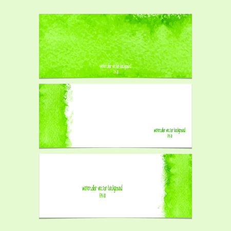Vector banners with watercolor green. Abstract watercolor. Abstract hand drawn watercolor banner, vector illustration.のイラスト素材