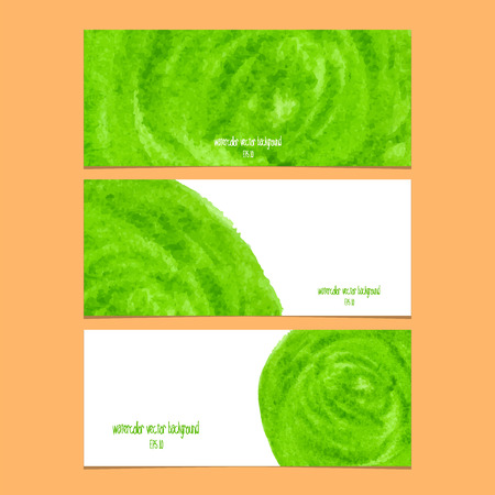 Vector banners with watercolor green. Abstract watercolor. Abstract hand drawn watercolor banner, vector illustration.のイラスト素材