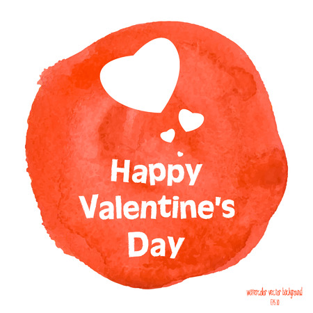 Happy Valentines Day Card. Vector Illustration.Watercolor red heart.のイラスト素材