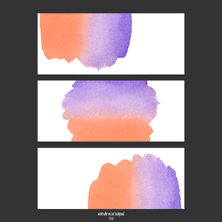 Vector banners with watercolor  red and purple. Abstract watercolor. Abstract hand drawn watercolor banner, vector illustration.のイラスト素材