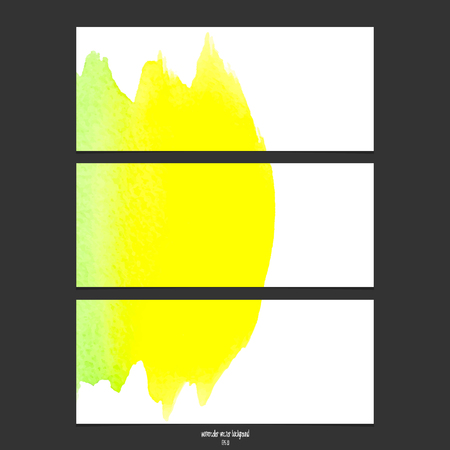 Vector banners with watercolor green and yellow. Abstract watercolor. Abstract hand drawn watercolor banner, vector illustration.のイラスト素材
