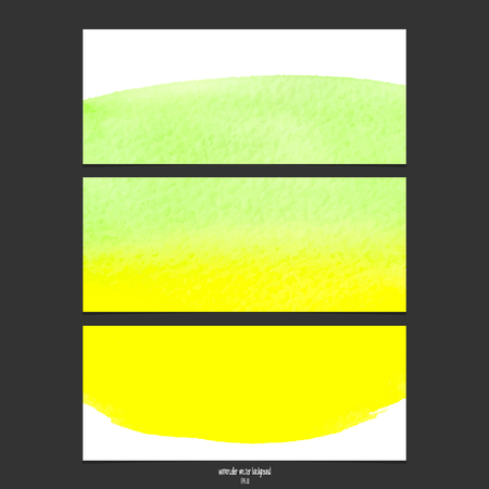 Vector banners with watercolor green and yellow. Abstract watercolor. Abstract hand drawn watercolor banner, vector illustration.のイラスト素材