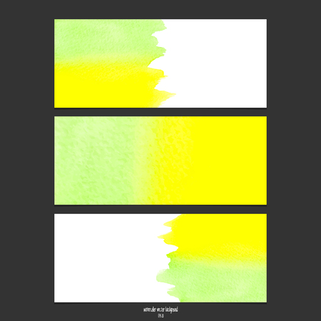 Vector banners with watercolor green and yellow. Abstract watercolor. Abstract hand drawn watercolor banner, vector illustration.のイラスト素材