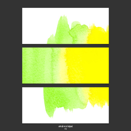 Vector banners with watercolor green and yellow. Abstract watercolor. Abstract hand drawn watercolor banner, vector illustration.のイラスト素材