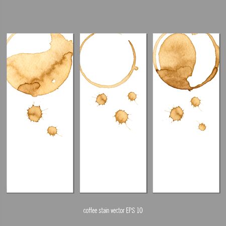 Vector banners with coffee stain watercolor. Abstract watercolor. Abstract hand drawn watercolor banner, vector illustration.のイラスト素材