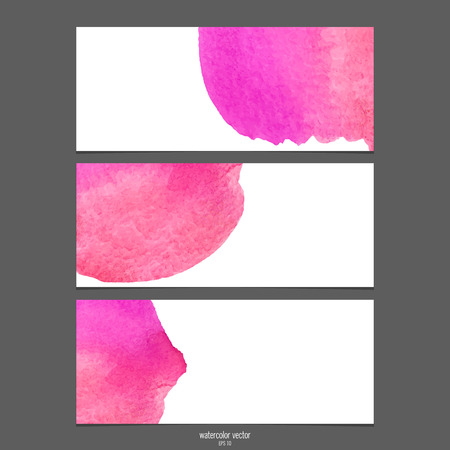 Vector banners with watercolor pink and red. Abstract watercolor. Abstract hand drawn watercolor banner, vector illustration.のイラスト素材
