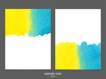 Vector background with watercolor yellow and blue. Abstract watercolor. Abstract hand drawn watercolor background, vector illustration.のイラスト素材