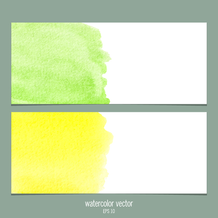 Watercolor banners green and yellowのイラスト素材