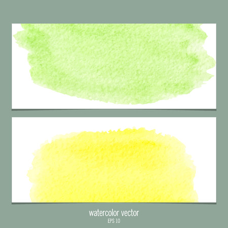 Watercolor banners green and yellowのイラスト素材