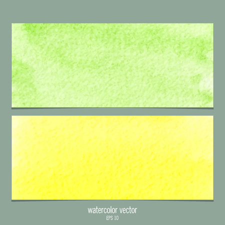 Watercolor banners green and yellowのイラスト素材