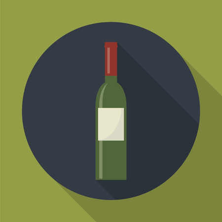 Wine bottle round flat icon with long shadows.のイラスト素材