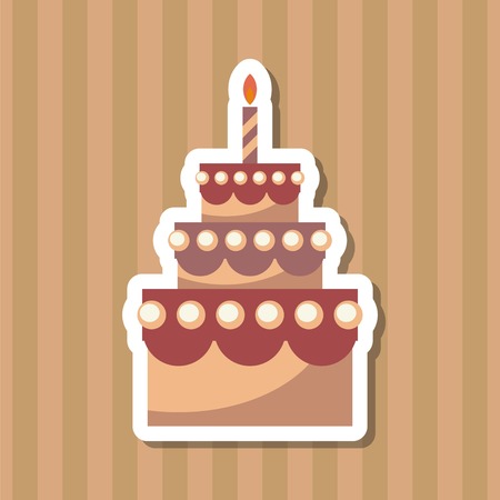 Birthday cake with candle flat icon. Simple  vector illustrations.のイラスト素材