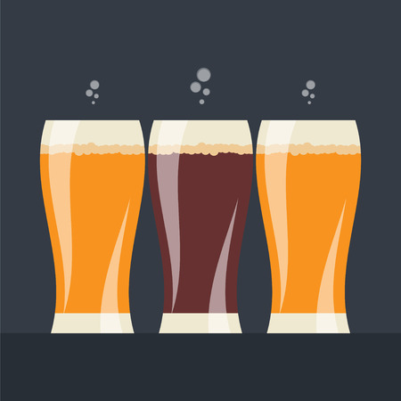 Beer labels with three glasses of beerのイラスト素材