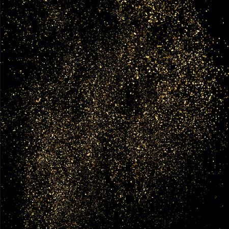 Gold glitter texture on a black background. Golden explosion of confetti. Golden grainy abstract  texture on a black  background. Design element.のイラスト素材